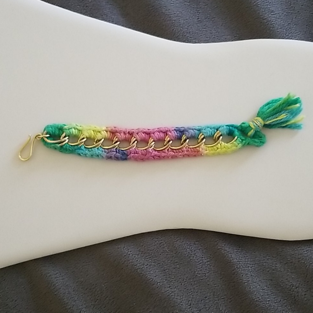 Rainbow Yarn Wrapped Bracelet